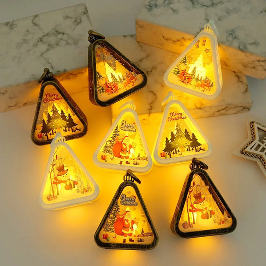 Santa & Snow LED Lamp- Indoor Table Ornaments Party Scene Props Home Decoration