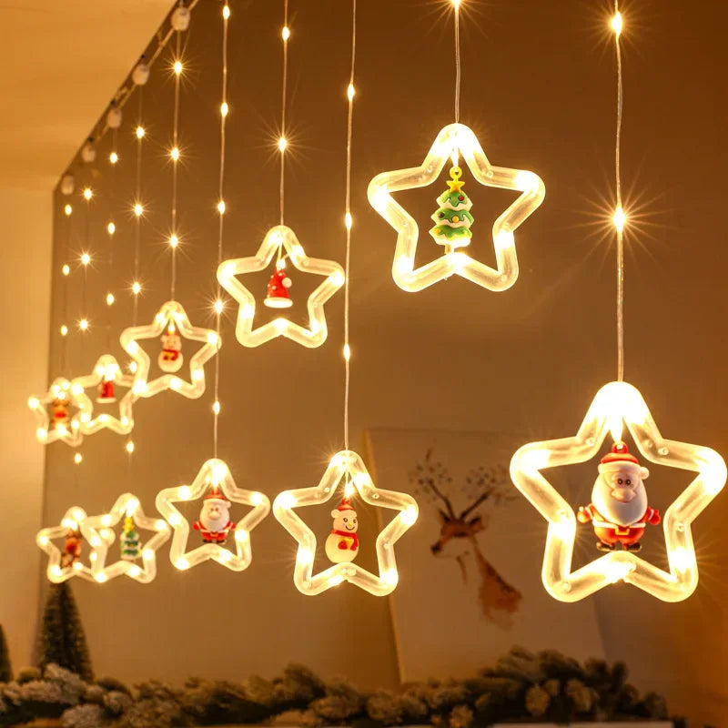Snowy Shine LED Curtain-USB Plug Christmas Decorations Lights for Bedroom Living Room Window