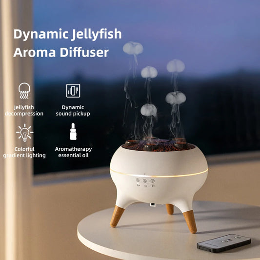 dynamic jellyfish air humidifier-Diffuser Follow Sounds Spray Mist Maker Fogger Aroma Essential Oil Diffuser