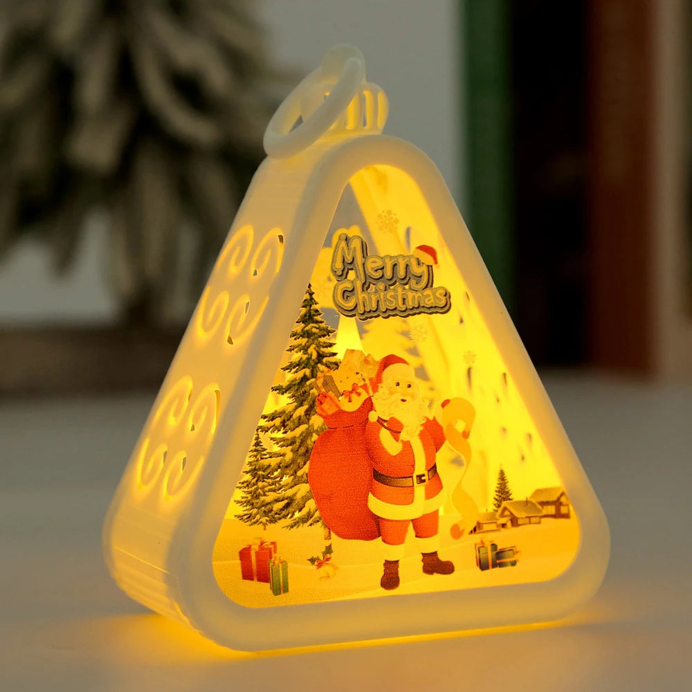 Santa & Snow LED Lamp- Indoor Table Ornaments Party Scene Props Home Decoration