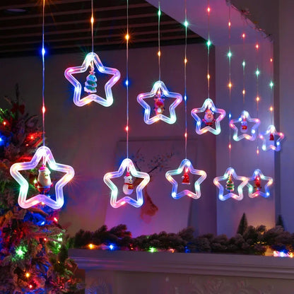 Snowy Shine LED Curtain-USB Plug Christmas Decorations Lights for Bedroom Living Room Window