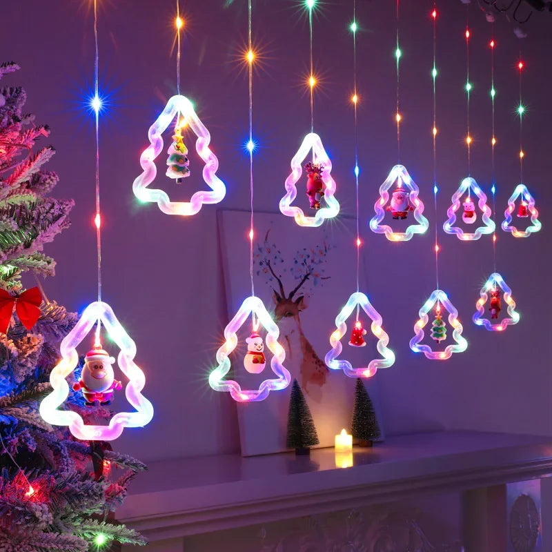 Snowy Shine LED Curtain-USB Plug Christmas Decorations Lights for Bedroom Living Room Window