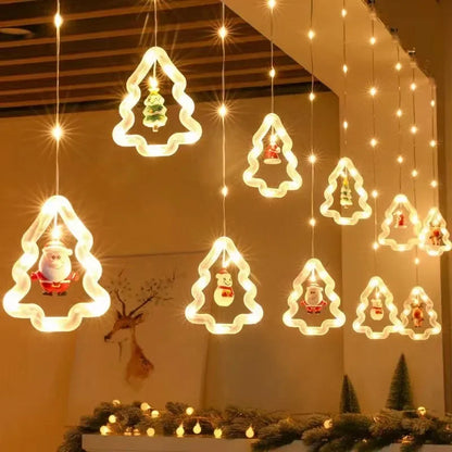 Snowy Shine LED Curtain-USB Plug Christmas Decorations Lights for Bedroom Living Room Window