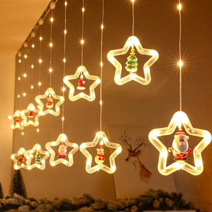 Snowy Shine LED Curtain-USB Plug Christmas Decorations Lights for Bedroom Living Room Window
