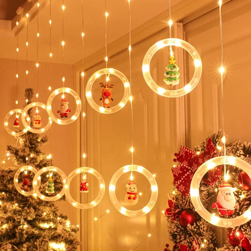 Snowy Shine LED Curtain-USB Plug Christmas Decorations Lights for Bedroom Living Room Window
