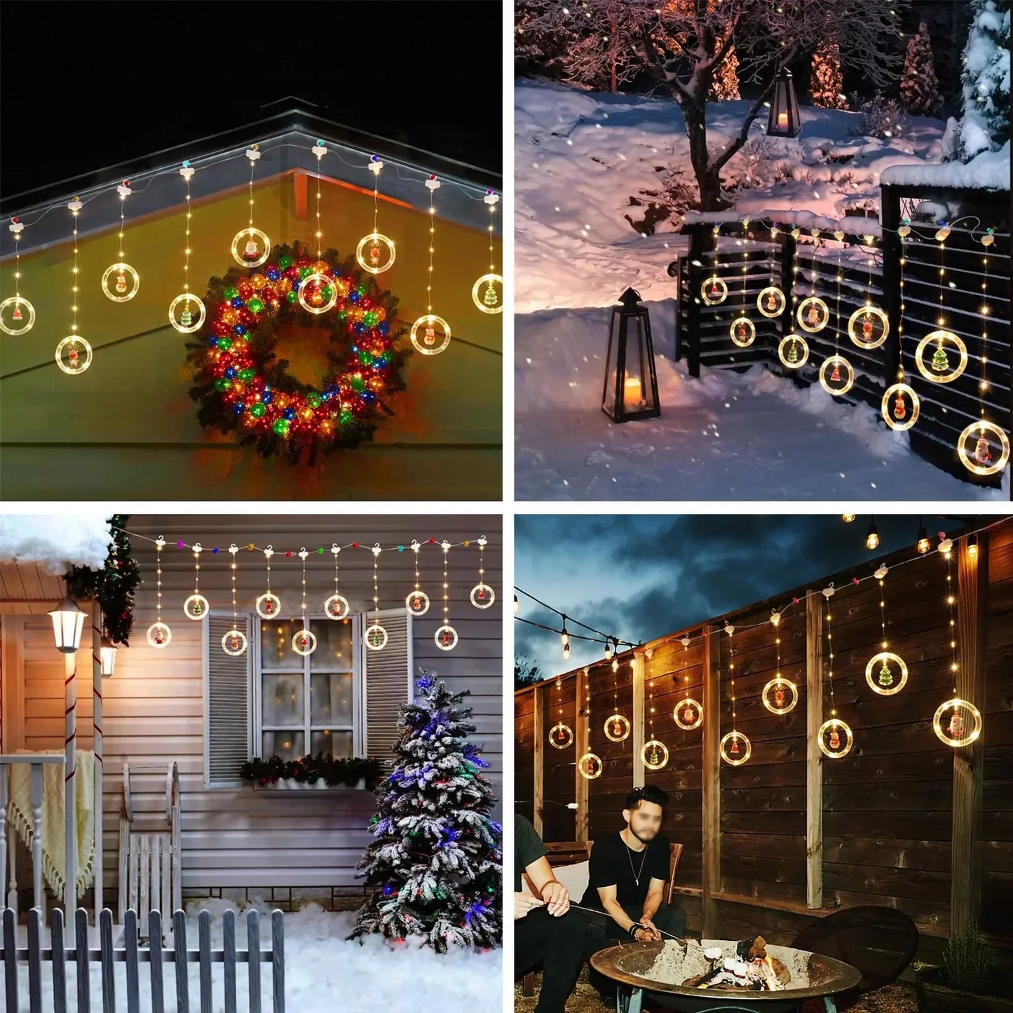 Snowy Shine LED Curtain-USB Plug Christmas Decorations Lights for Bedroom Living Room Window